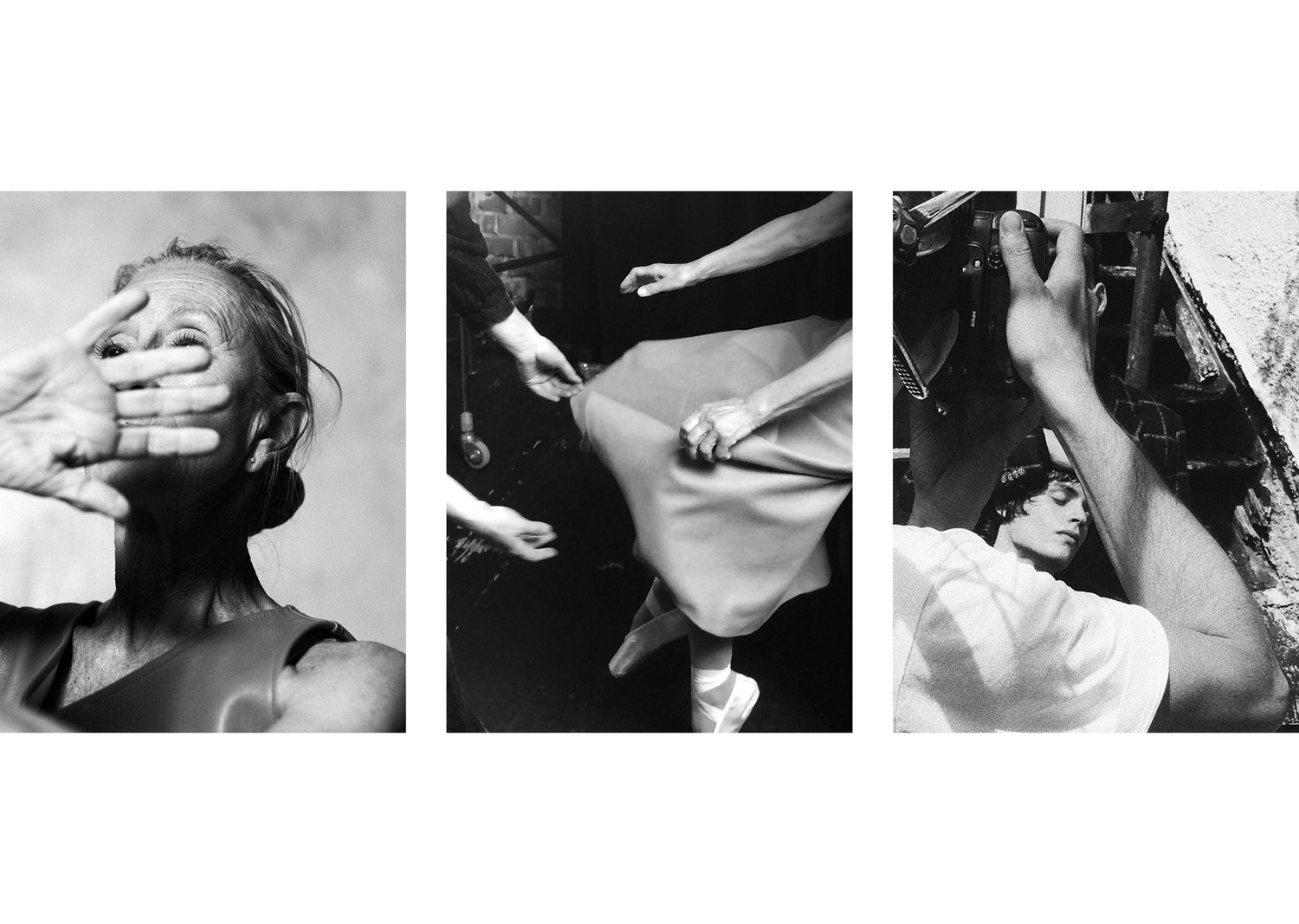 Fashion editorial about a ballerina and behind the scenes photo